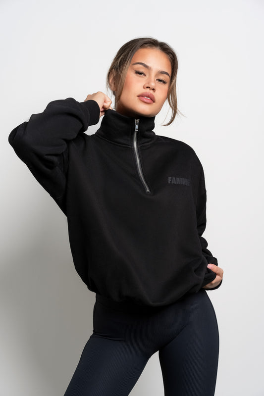 Black Essential Sweat Half Zip - for dame - Famme - Sweatshirt